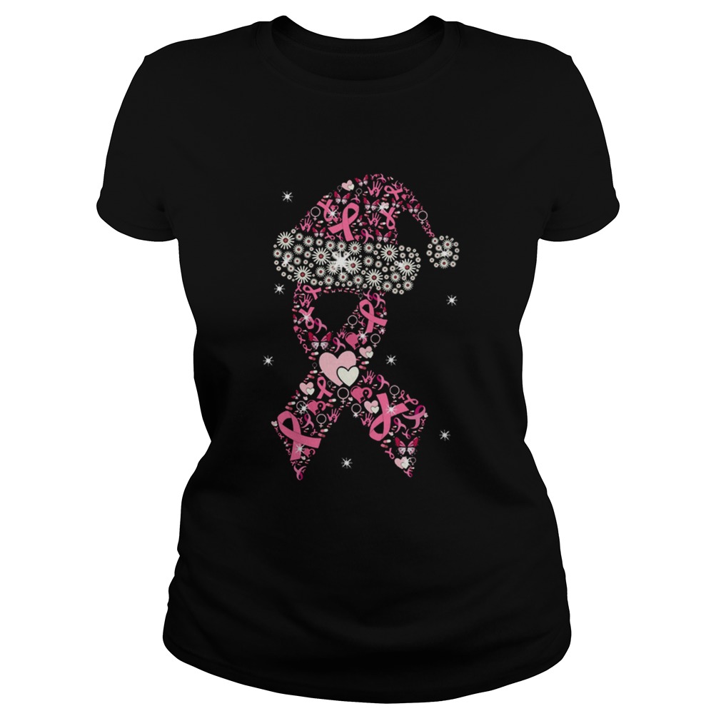 Hot Breast Cancer Christmas Ribbon With Hat Classic Ladies