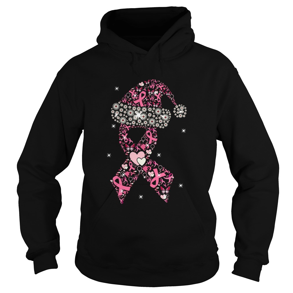 Hot Breast Cancer Christmas Ribbon With Hat Hoodie