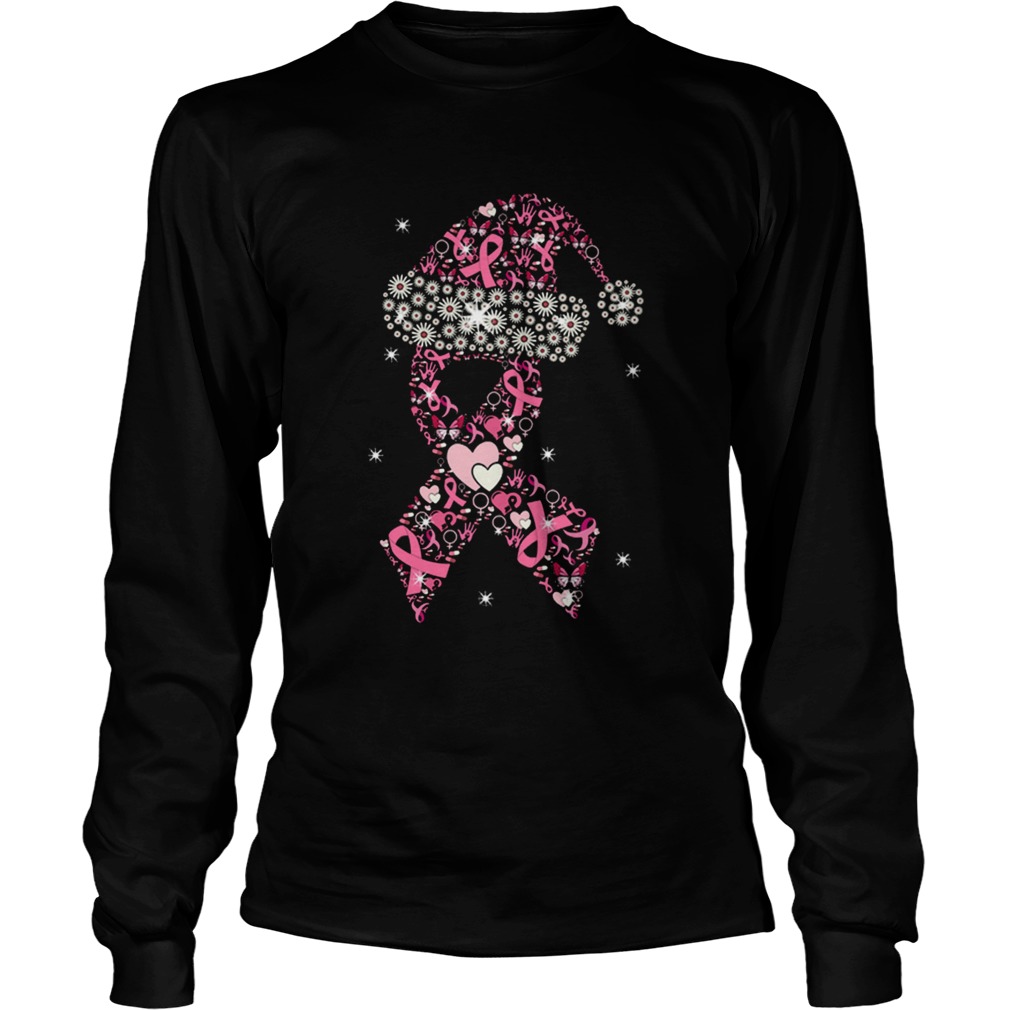 Hot Breast Cancer Christmas Ribbon With Hat LongSleeve
