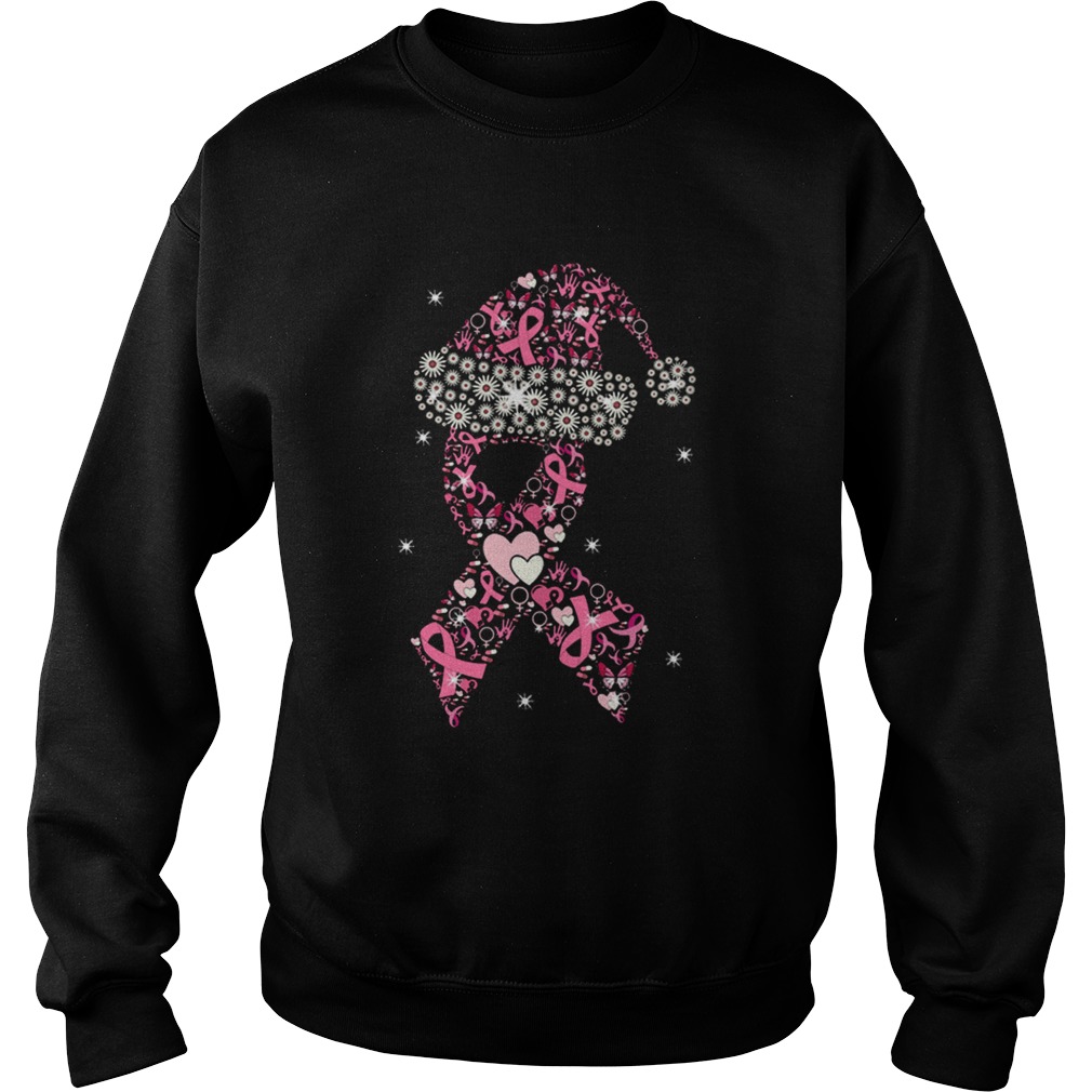 Hot Breast Cancer Christmas Ribbon With Hat Sweatshirt