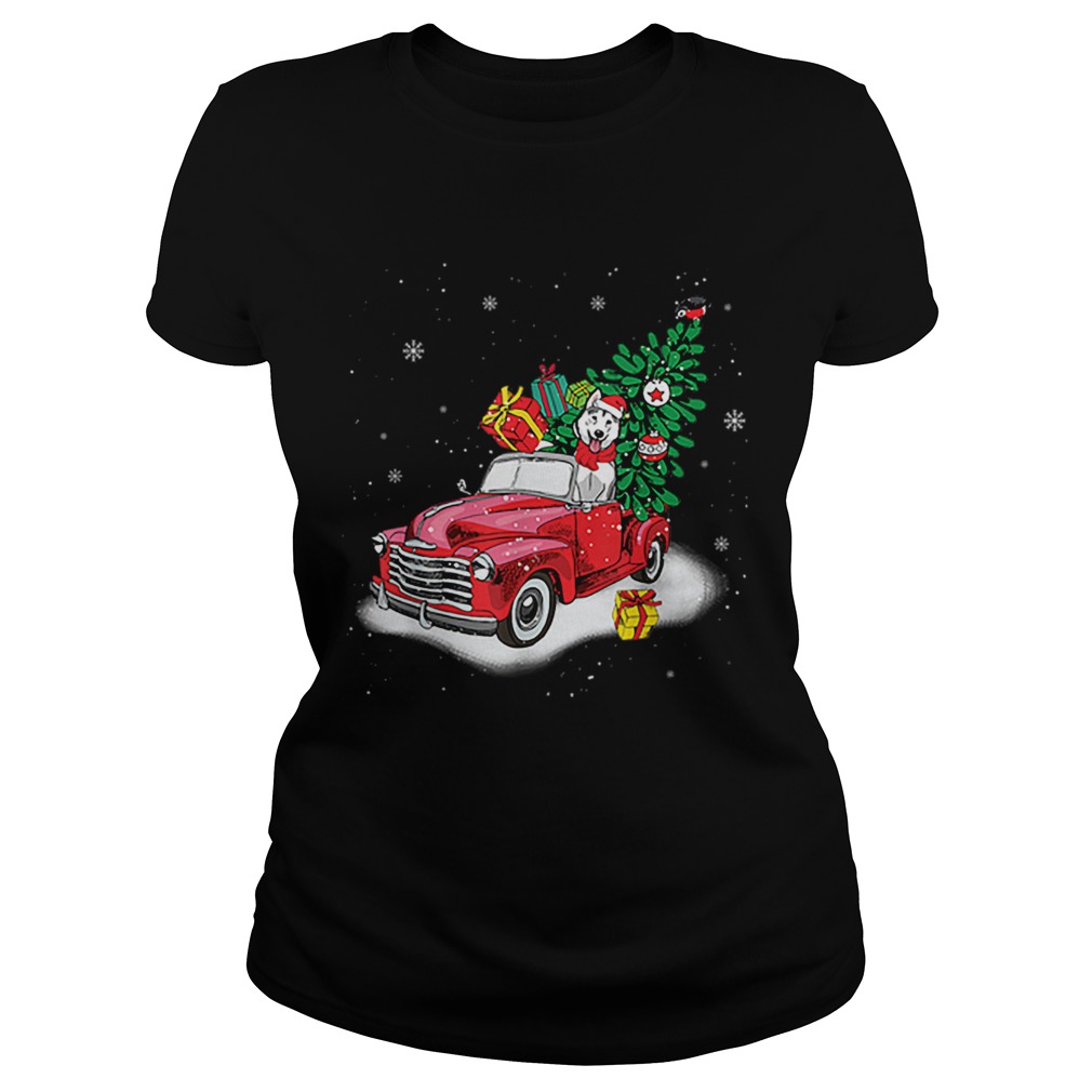 Husky Rides Red Truck Christmas Tree Xmas Gifts Classic Ladies