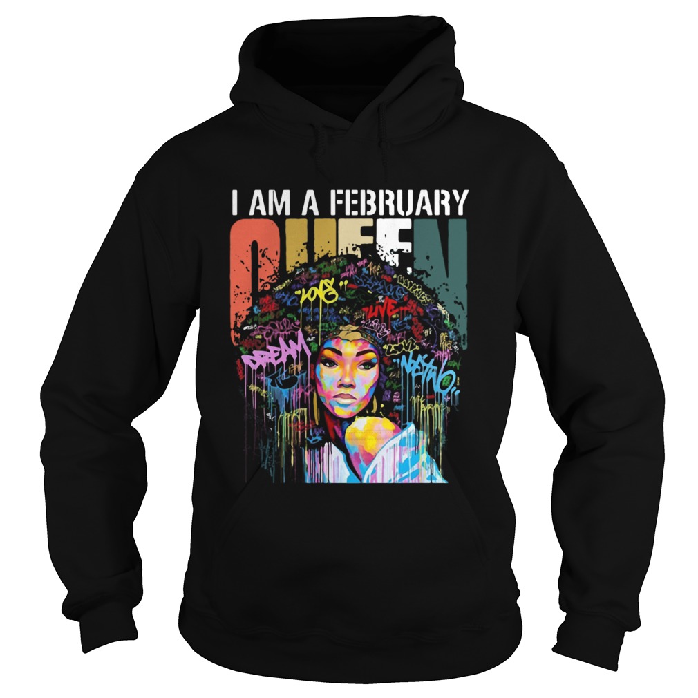 I am A February Queen Colorful Vintage Hoodie