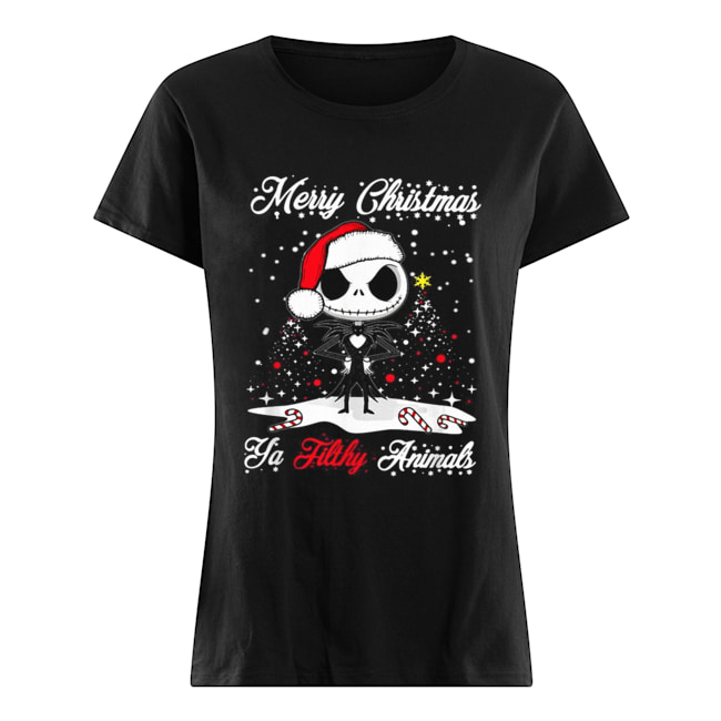 Jack Skellington Merry Christmas Ya filthy animals Christmas Classic Women's T-shirt