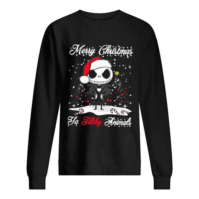 Jack Skellington Merry Christmas Ya filthy animals Christmas Unisex Sweatshirt
