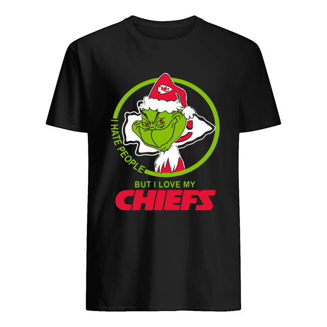 Kansas City Chiefs NFL Christmas Grinch Santa I Hate People But I Love My Chiefs shirt