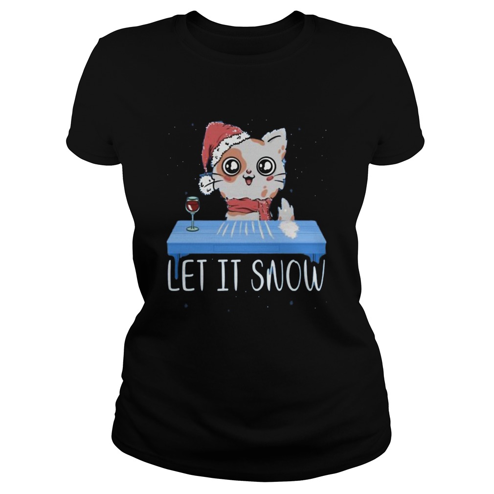 Let It Snow Santa Cocaine Cat Kitten Classic Ladies
