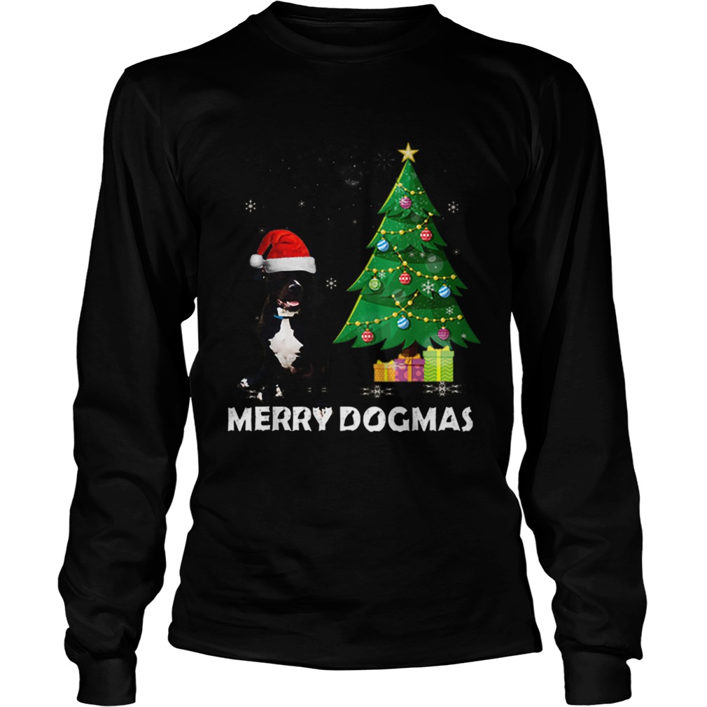 Merry Dogmas Pitbull Christmas dog decor Xmas tree LongSleeve
