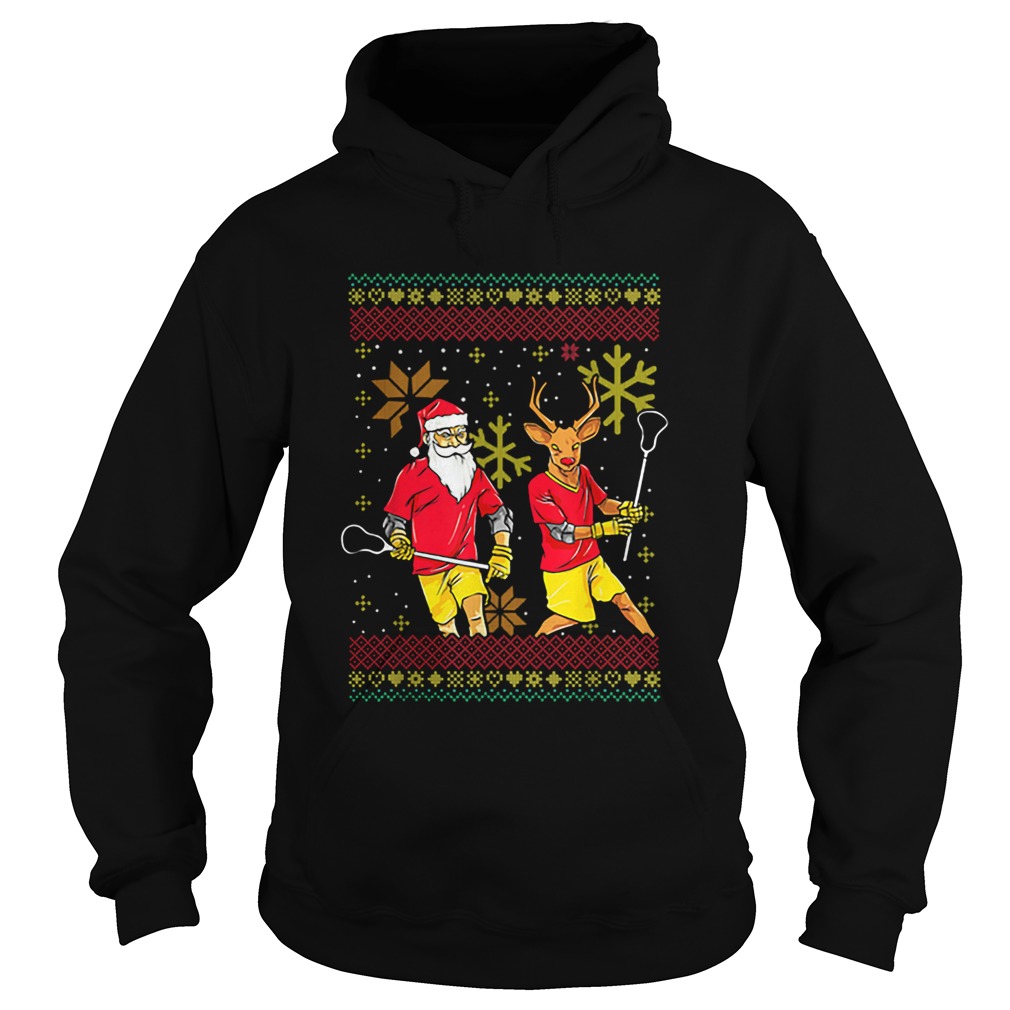 Merry Laxmas Christmas Lacrosse Player Reindeer Santa Claus Ugly Hoodie