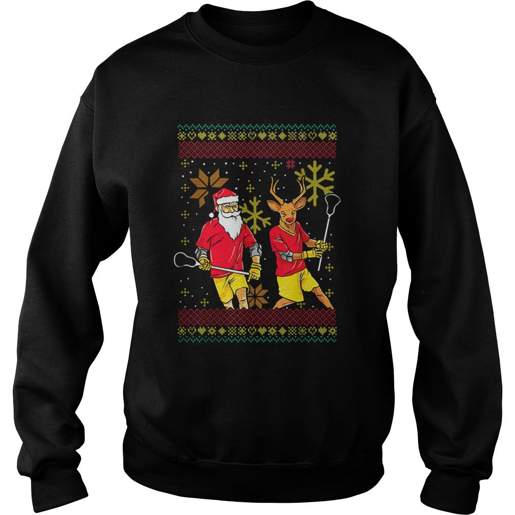 Merry Laxmas Christmas Lacrosse Player Reindeer Santa Claus Ugly Sweatshirt