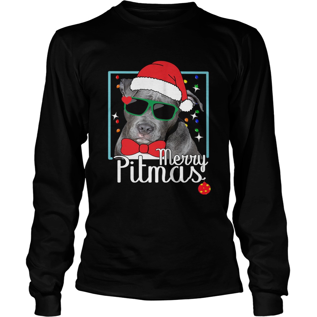Merry Pitmas Pitbull Dog Funny Ugly Christmas LongSleeve
