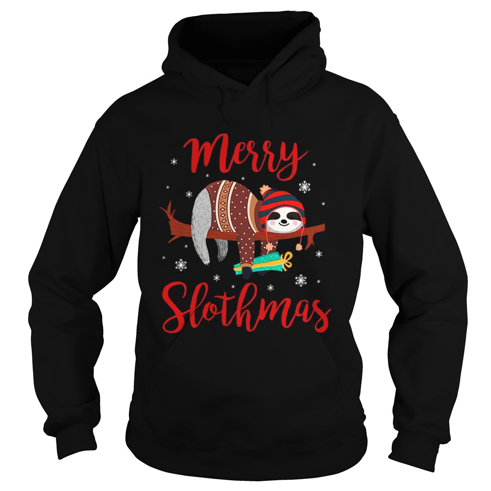 Merry Slothmas Sloth In Santa Hat Christmas Hoodie