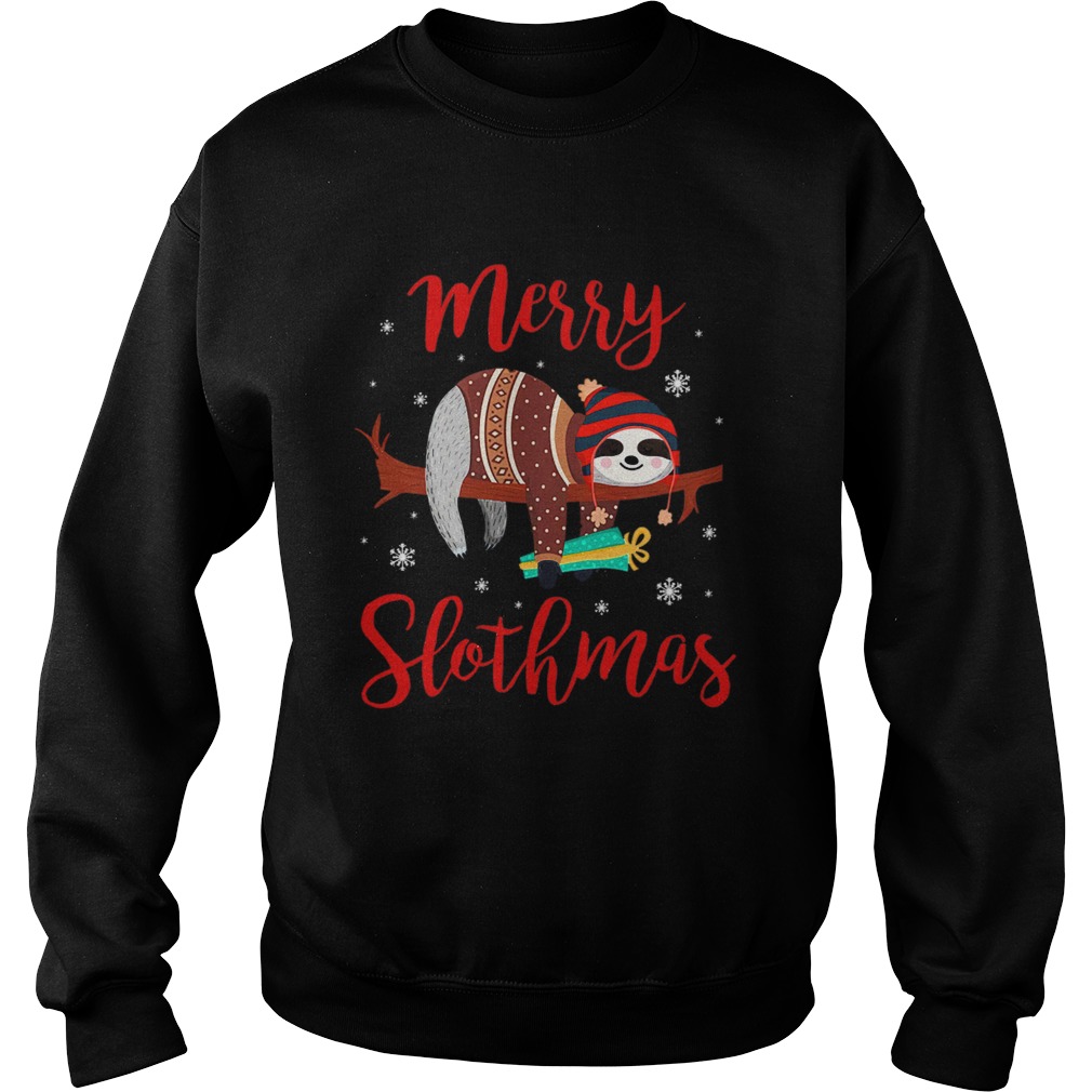 Merry Slothmas Sloth In Santa Hat Christmas Sweatshirt