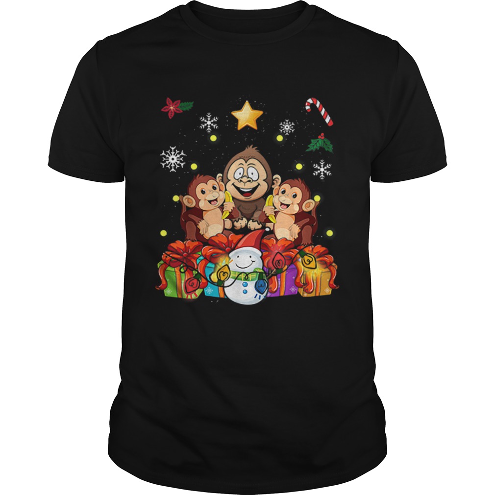 Monkey Christmas Tree Cute Decor shirt