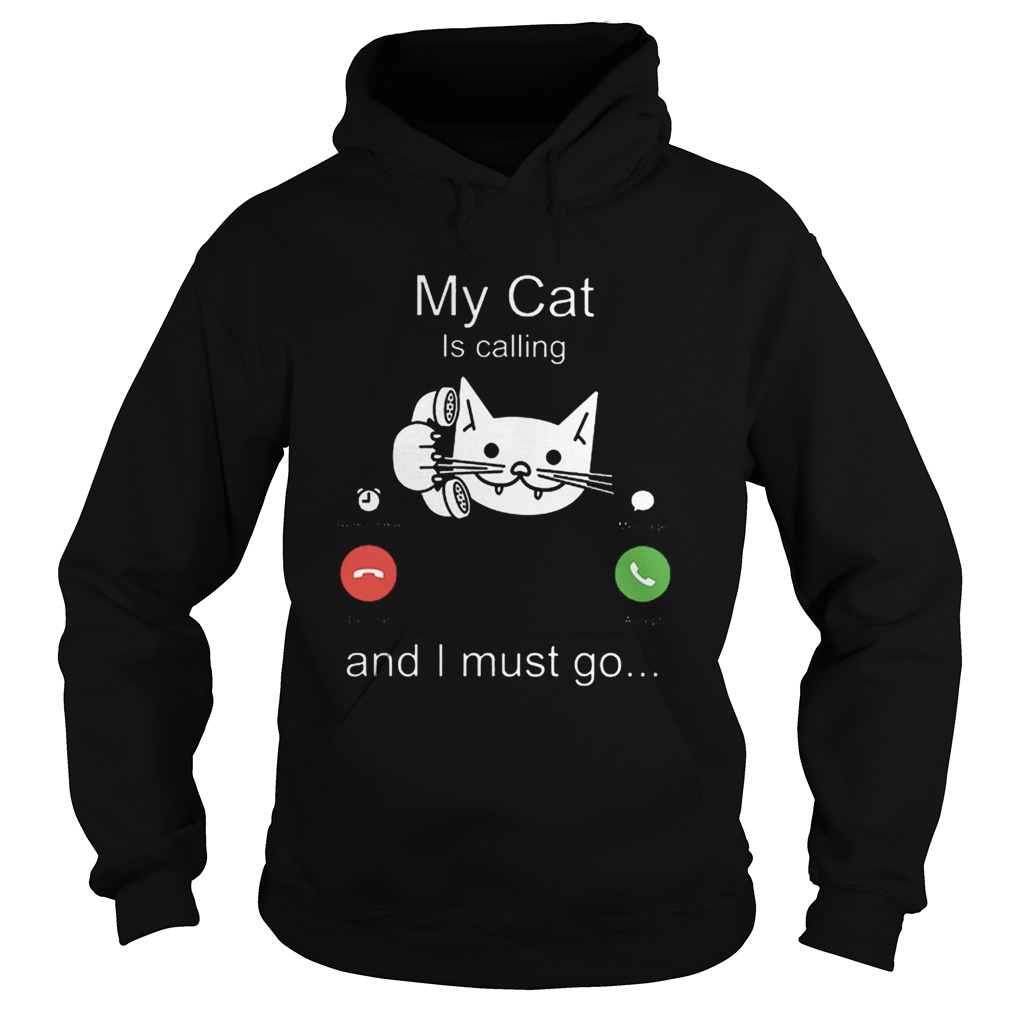 My cat is calling remind me message decline accept and i must go Hoodie