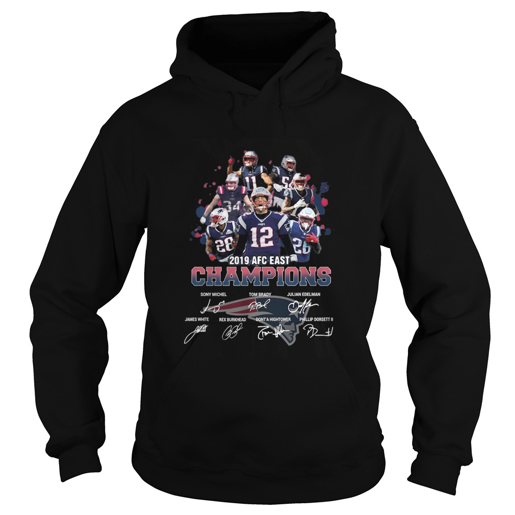 New England Patriots AFC 2019 East Champions Signatures Hoodie