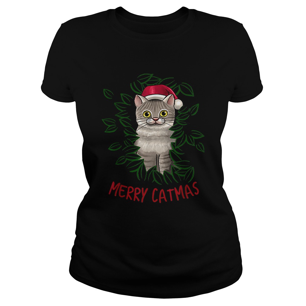 Nice Merry Catmas Christmas Cat Santa Hat Cute Cat Lover Classic Ladies