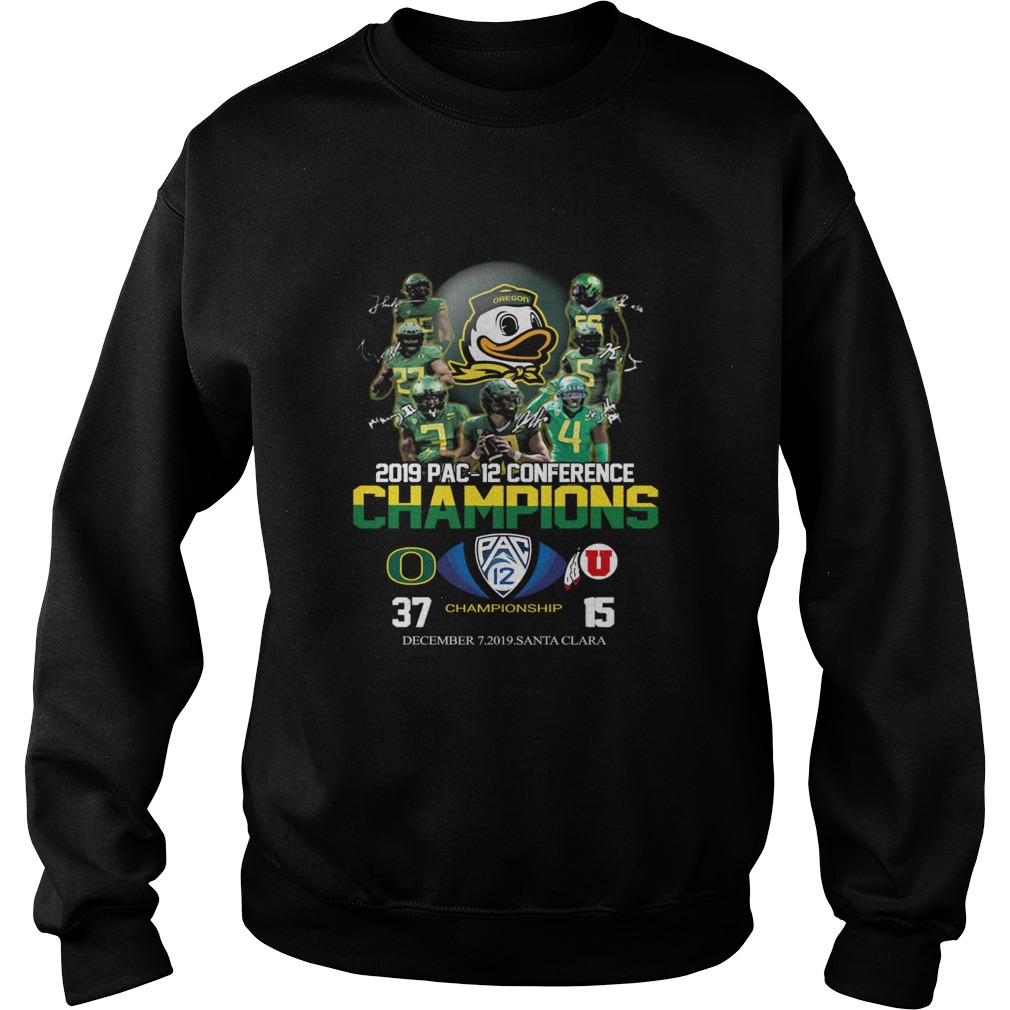 Oregon Ducks 2019 Pac 12 conference championship 37 15 Core Signatures Sweatshirt