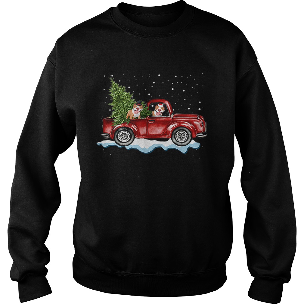 Pitbull Dog Pickup Truck Christmas Sweatshirt