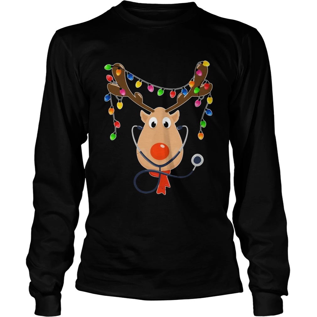 Reindeer Nurse With Stethoscope Christmas LongSleeve