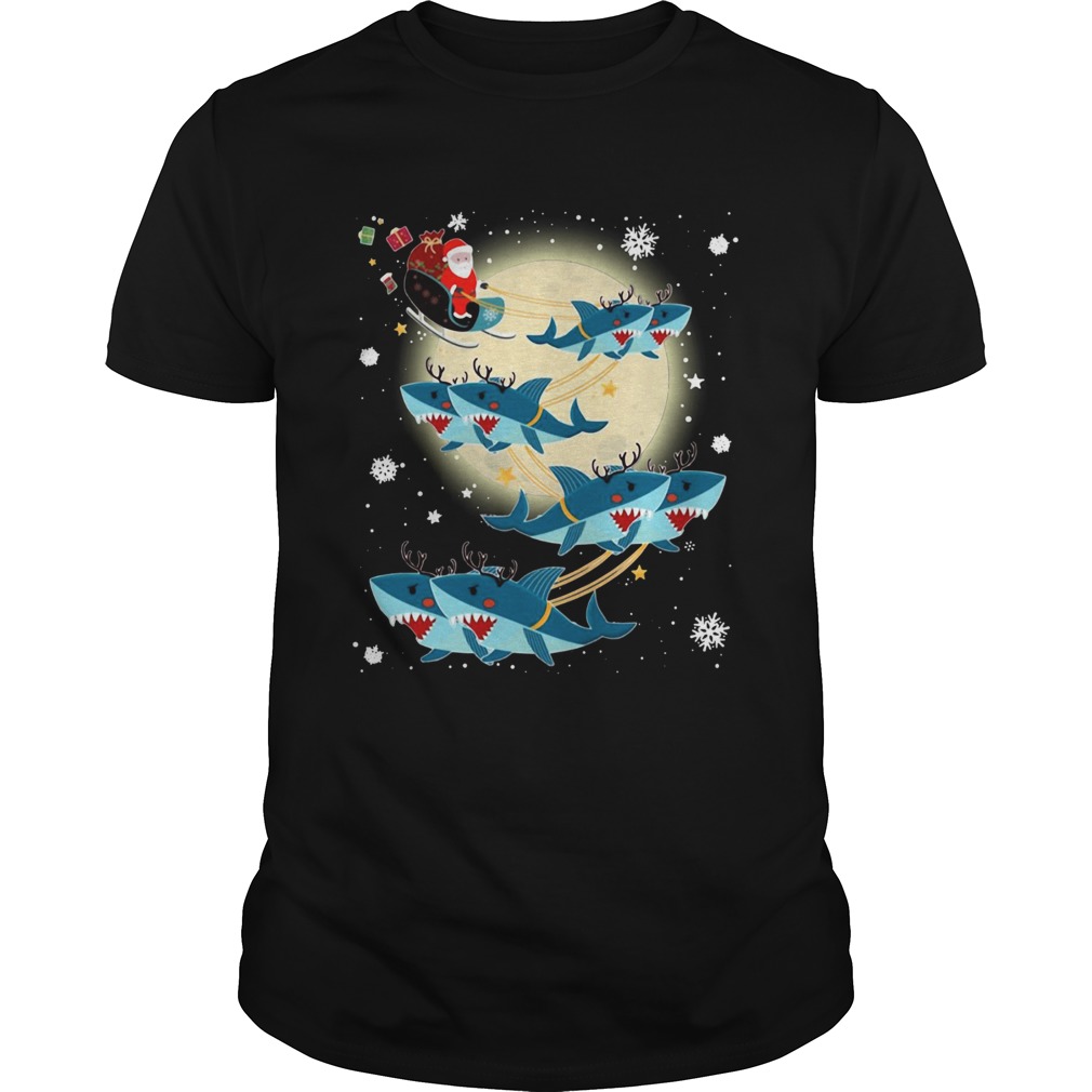 Santa Claus Riding Shark Reindeer Christmas shirt