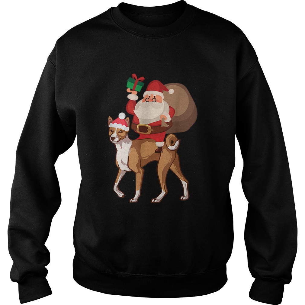 Santa Riding Basenji Christmas Pajama Gift Sweatshirt
