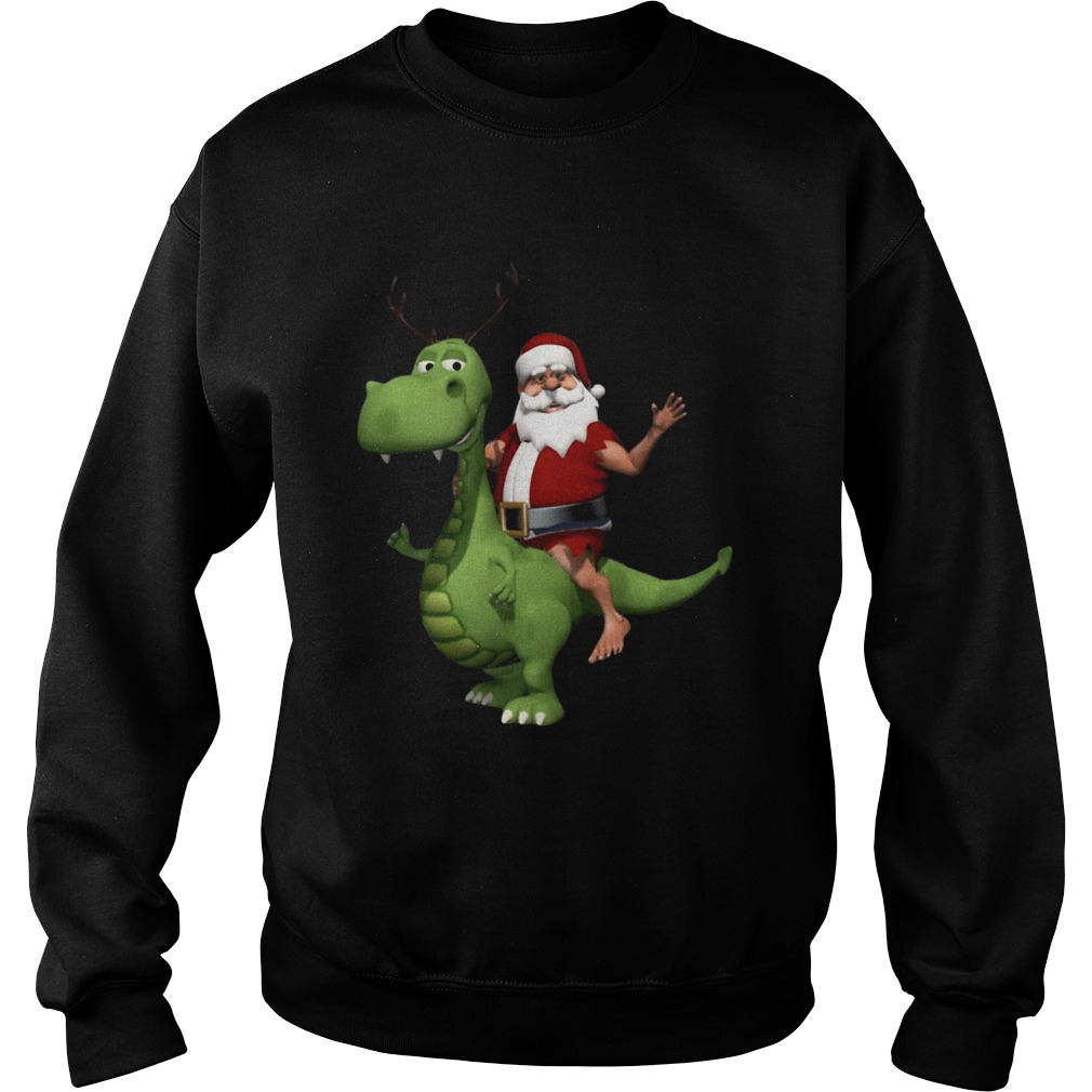 Santa Riding T Rex Dinosaur Reindeer Christmas Sweatshirt