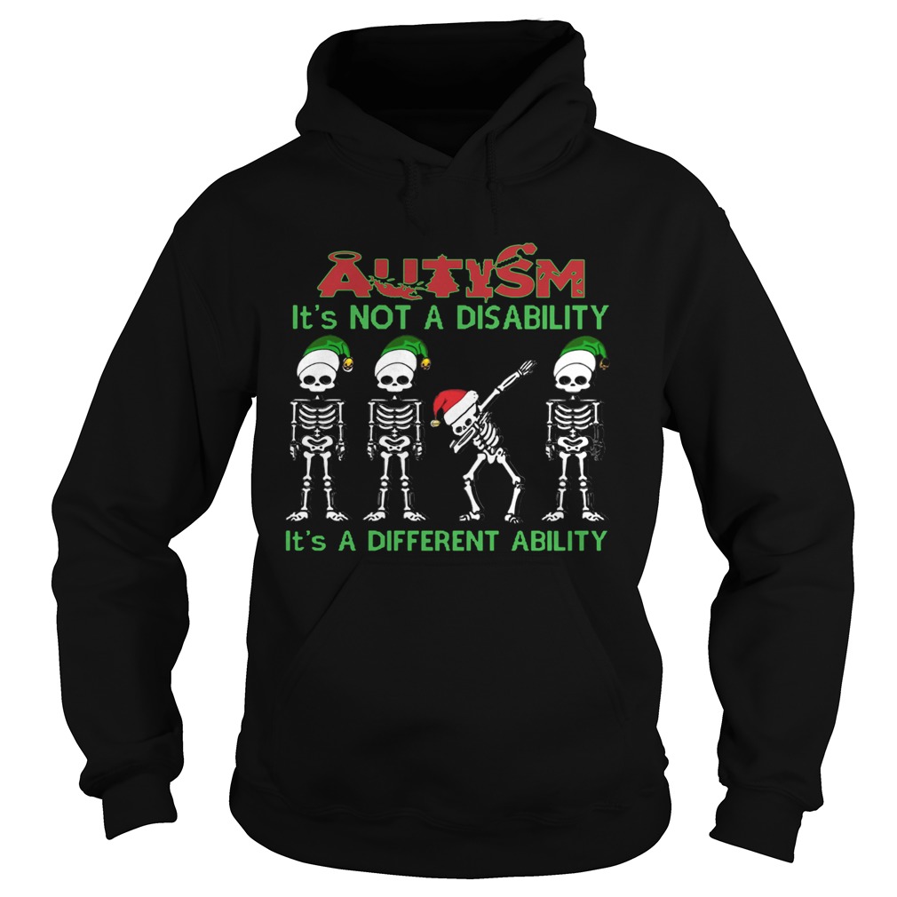 Santa Skeleton autism its not a disability its a different ability christmas Hoodie