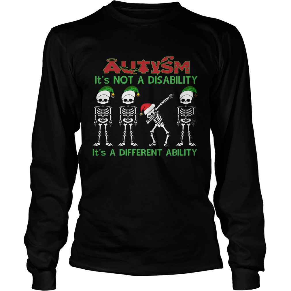 Santa Skeleton autism its not a disability its a different ability christmas LongSleeve