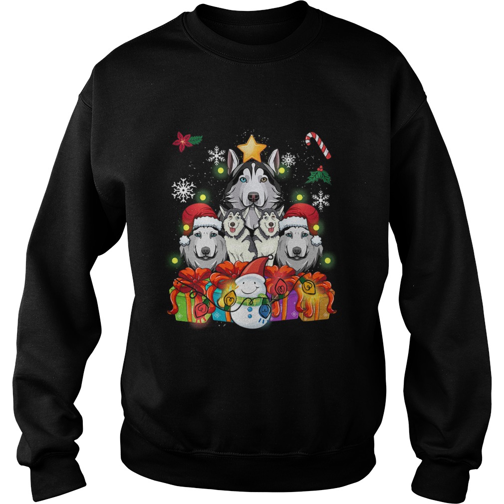 Siberian Husky Christmas Tree Decor Gift Paws Xmas Sweatshirt