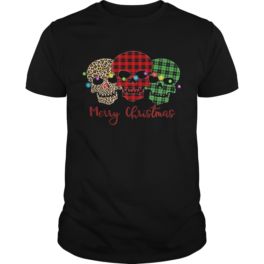 Skulls Leopard Plaid Printed Merry Christmas shirt