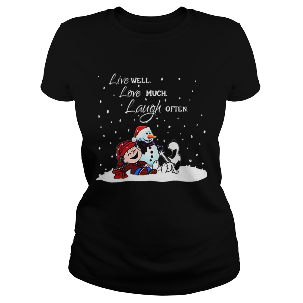 Snoopy Charlie Brown Live well love much laugh often Christmas Classic Ladies