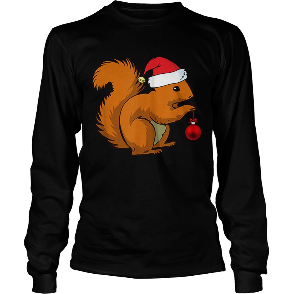 Squirrel Christmas Santa Hat Animal LongSleeve