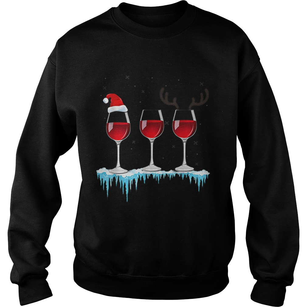 Three Glasses of Red Wine Santa Hat Christmas Sweatshirt