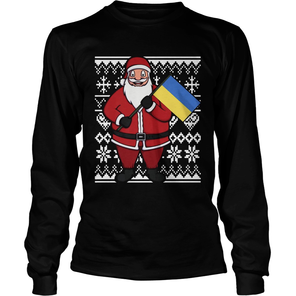 Ukraine Flag Santa Ukrainian Ugly Christmas LongSleeve