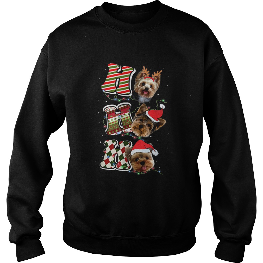 Yorkie Christmas Funny Yorkie Dog With Light Santa Hat Sweatshirt
