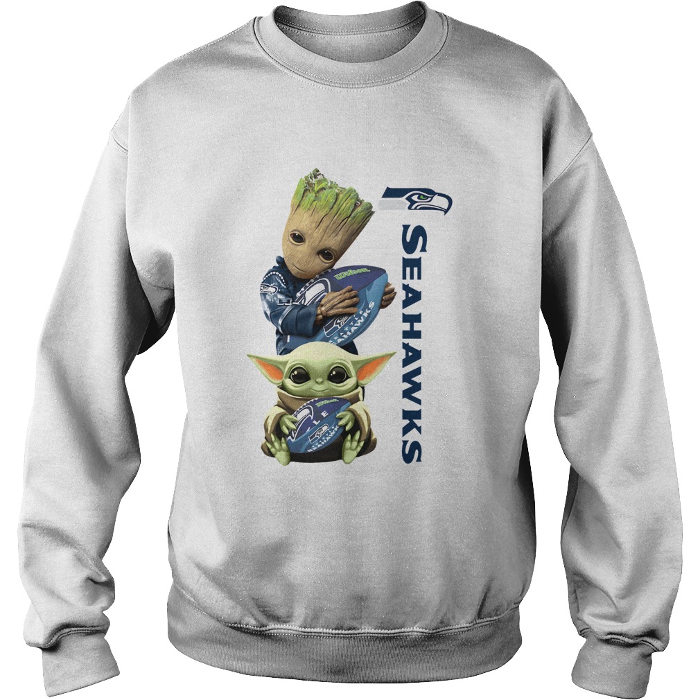 Baby Groot And Baby Yoda Hug Seahawks Sweatshirt