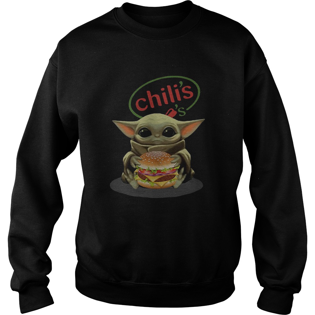 Baby Yoda Hugging Chilis Burger Sweatshirt