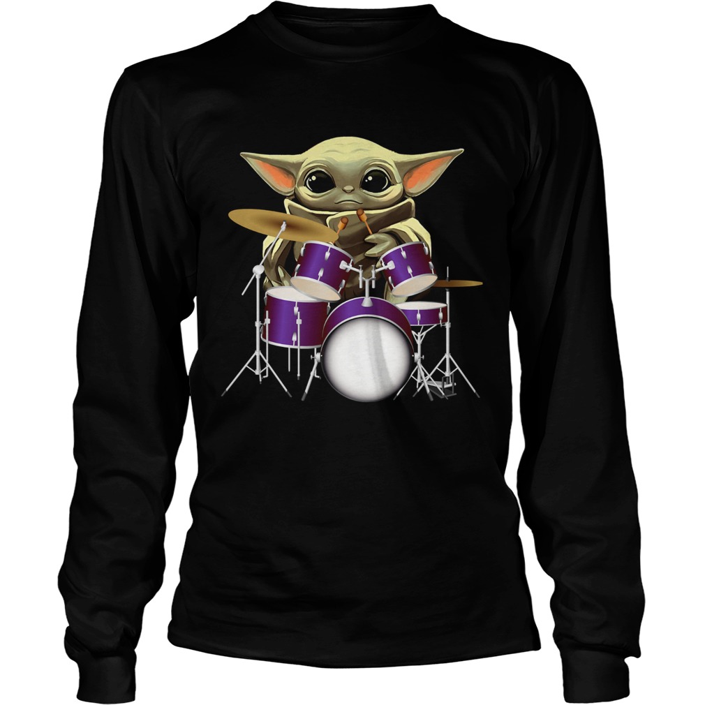 Baby Yoda Playing Drummers LongSleeve
