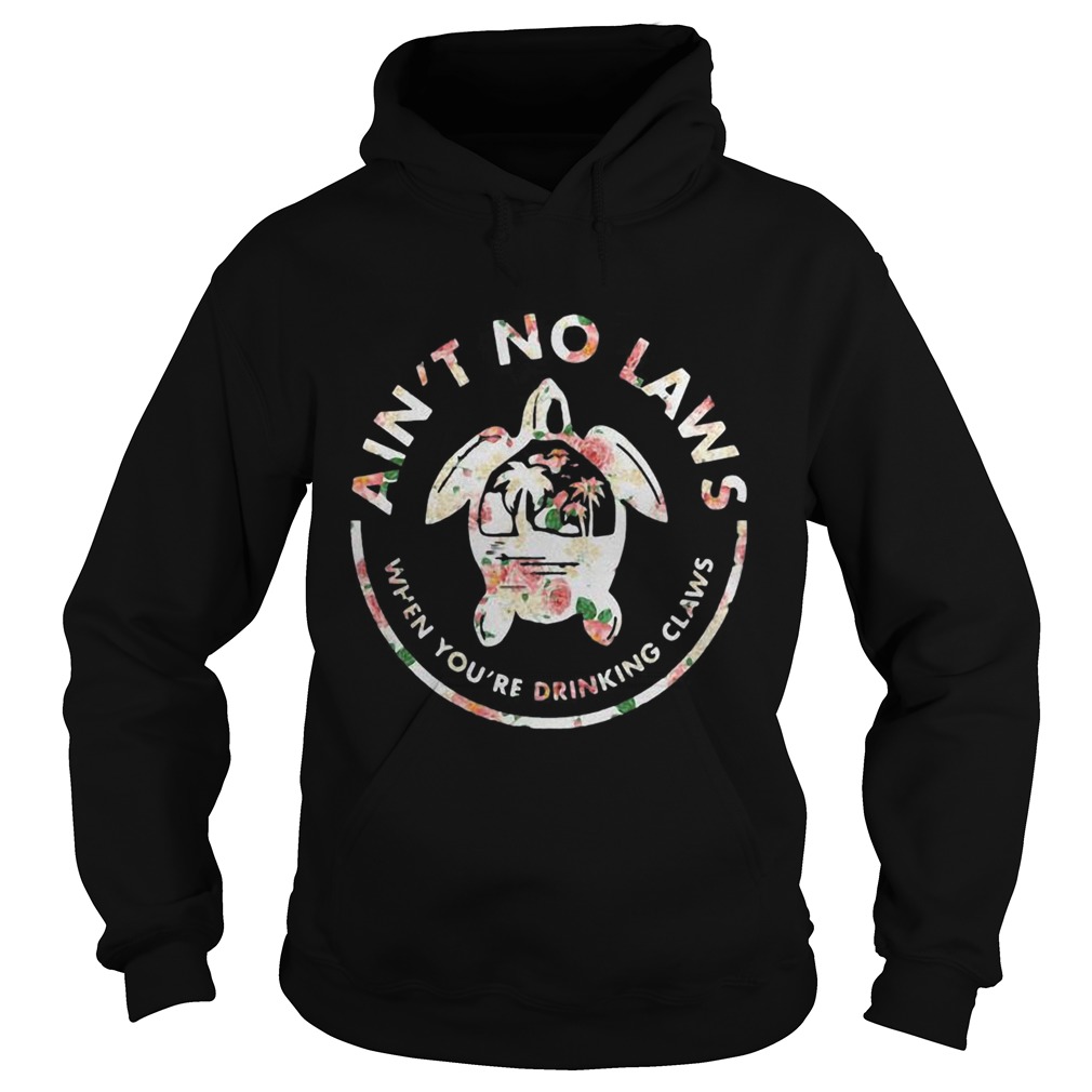Flower Turtle Aint No Laws When Youre Drinking Claws Hoodie