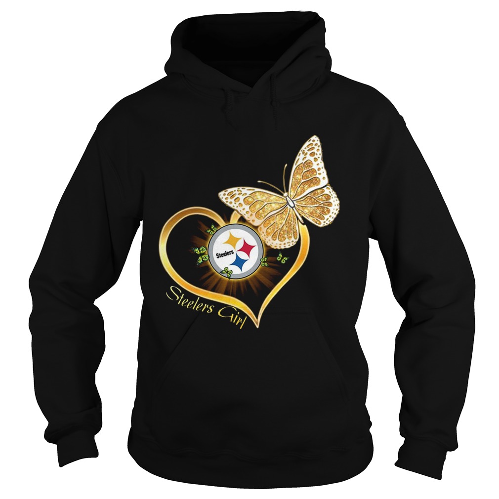 Heart Butterfly And Pittsburgh Steelers Girl Hoodie