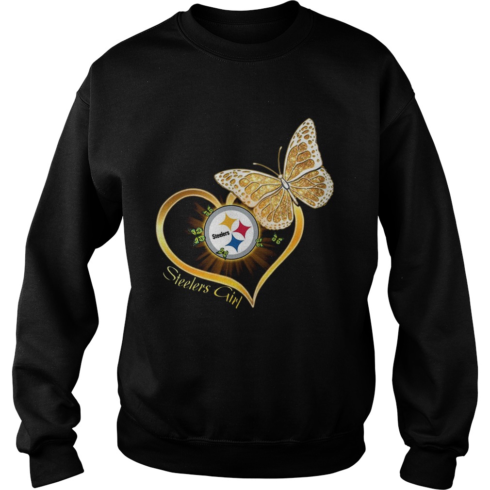 Heart Butterfly And Pittsburgh Steelers Girl Sweatshirt