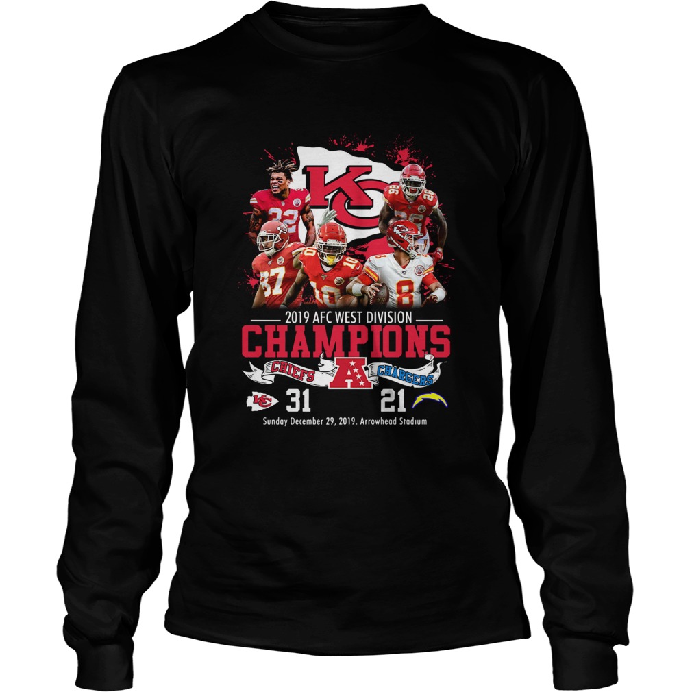 Kansas City Chiefs 2019 Afc West Division Champions Chiefs Vs Chargers LongSleeve