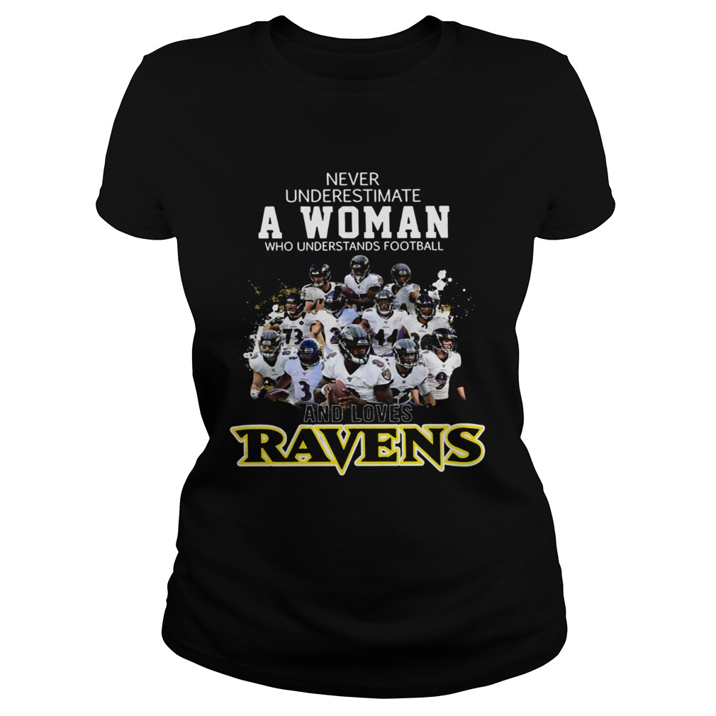 Never underestimate a woman who understands football Ravens Classic Ladies