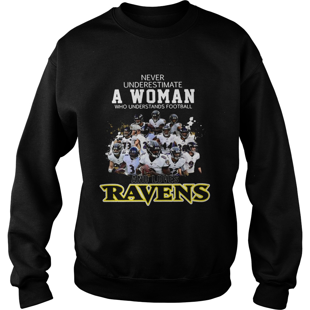 Never underestimate a woman who understands football Ravens Sweatshirt