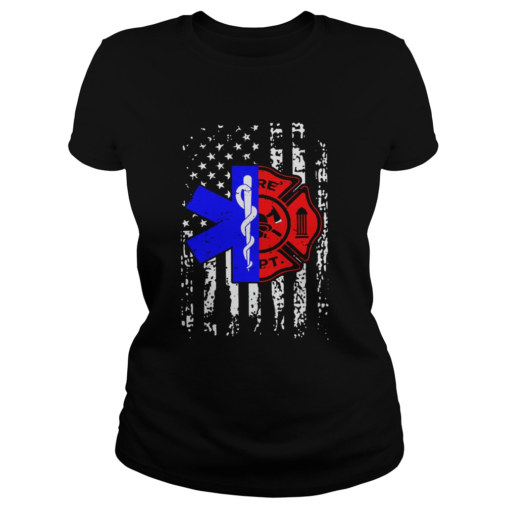 Nurse EMT and Firefighter American Flag Classic Ladies
