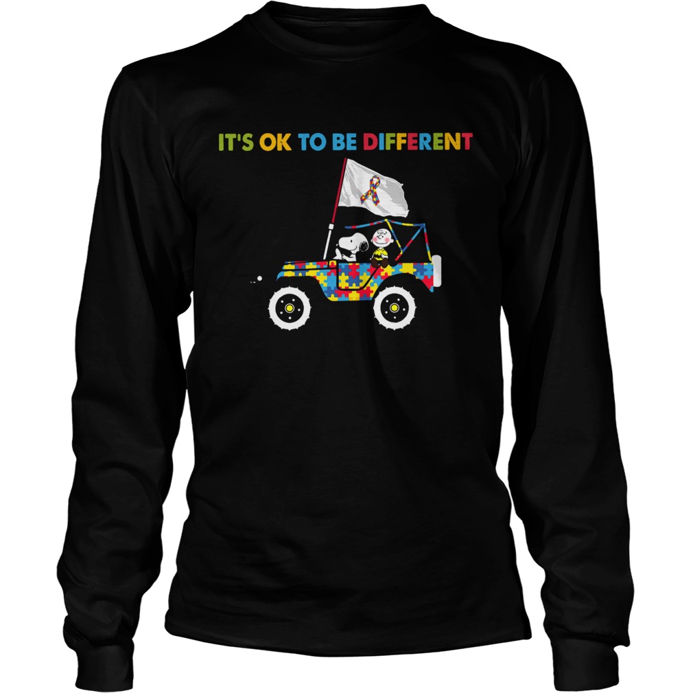 Snoopy And Charlie Brown Driving Autism Its Ok to Be Different LongSleeve