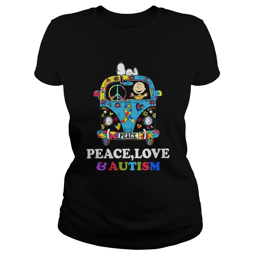 Snoopy And Charlie Brown Peace Love Autism Classic Ladies