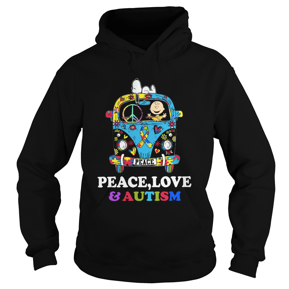 Snoopy And Charlie Brown Peace Love Autism Hoodie