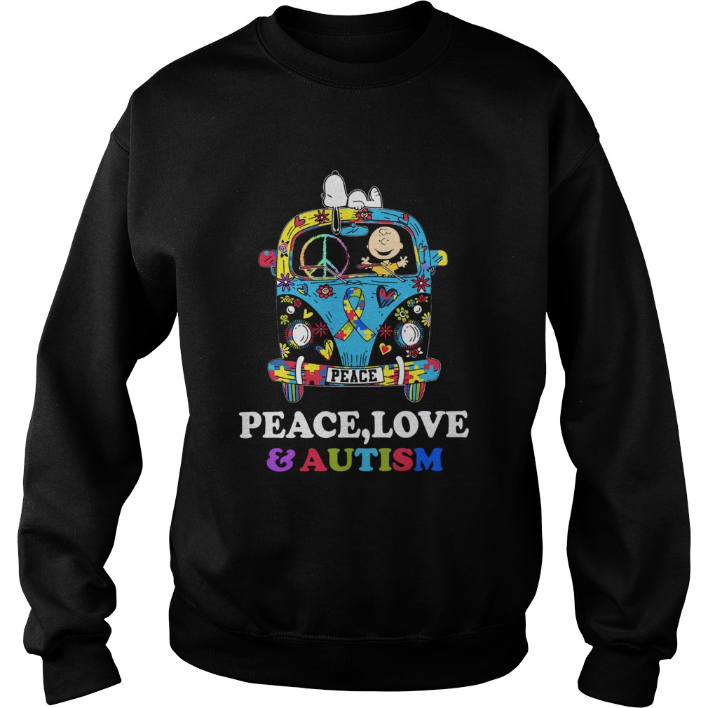 Snoopy And Charlie Brown Peace Love Autism Sweatshirt