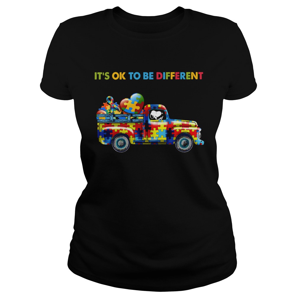 Snoopy driving Autism its ok to be different Classic Ladies